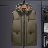 New Men's Sports Vest Autumn and Winter Fashion Slim Sleeveless Cotton Clothes Thickened Hooded Large Men Vest visual kei