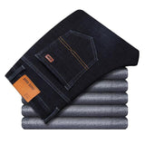 Nukty Stretch Jeans Mens Winter Quality Famous Brand Fleece Pants Men Straight Flocking Trousers Jean Male