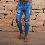 Mens Jeans Ripped Cool Stretch Elastic Denim Pants For Male Spring Summer Autumn Gothic Broken Hole Pants Moto Biker Jeans