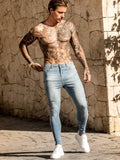 Men's Jeans European And American Fashion Hot Sell Men Slim Skinny Leg Pants Fashion Hip-Hop Wash Worn Micro Elastic Hole Jeans