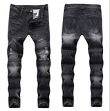 Fashion Hip Hop Patch Men Jeans Hole Zipped Jeans Men Loose Slim Denim Man Jeans 342#