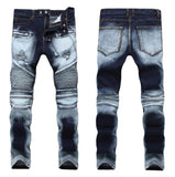 Fashion Hip Hop Patch Men Jeans Hole Zipped Jeans Men Loose Slim Denim Man Jeans 342#