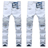 Fashion Hip Hop Patch Men Jeans Hole Zipped Jeans Men Loose Slim Denim Man Jeans 342#