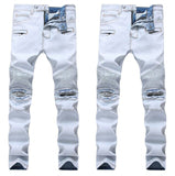Fashion Hip Hop Patch Men Jeans Hole Zipped Jeans Men Loose Slim Denim Man Jeans 342#