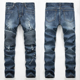 Fashion Hip Hop Patch Men Jeans Hole Zipped Jeans Men Loose Slim Denim Man Jeans 342#