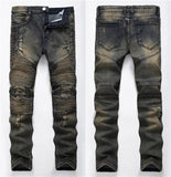 Fashion Hip Hop Patch Men Jeans Hole Zipped Jeans Men Loose Slim Denim Man Jeans 342#