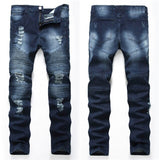Fashion Hip Hop Patch Men Jeans Hole Zipped Jeans Men Loose Slim Denim Man Jeans 342#