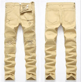 Fashion Hip Hop Patch Men Jeans Hole Zipped Jeans Men Loose Slim Denim Man Jeans 342#