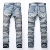 Fashion Hip Hop Patch Men Jeans Hole Zipped Jeans Men Loose Slim Denim Man Jeans 342#