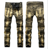 Fashion Hip Hop Patch Men Jeans Hole Zipped Jeans Men Loose Slim Denim Man Jeans 342#