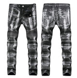 Fashion Hip Hop Patch Men Jeans Hole Zipped Jeans Men Loose Slim Denim Man Jeans 342#