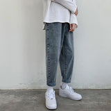 Light Color Retro Denim Pants Men's Korean Summer Youth Straight Loose Wide Leg Casual Pants