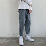 Light Color Retro Denim Pants Men's Korean Summer Youth Straight Loose Wide Leg Casual Pants