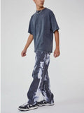 New Style  Camouflage Tie-Dyed Denim Straight Jean Pant Washed Stretch Chino Comfort Rise Relaxed Straight Leg Jeans