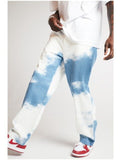 New Style  Camouflage Tie-Dyed Denim Straight Jean Pant Washed Stretch Chino Comfort Rise Relaxed Straight Leg Jeans