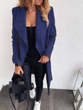Autumn Winter Black Women's Coat Trench Wool Oversize Warm Lace Up Long Coats Female Elegant Fashion Casual Outerwear Lady