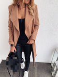 Autumn Winter Black Women's Coat Trench Wool Oversize Warm Lace Up Long Coats Female Elegant Fashion Casual Outerwear Lady