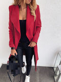 Autumn Winter Black Women's Coat Trench Wool Oversize Warm Lace Up Long Coats Female Elegant Fashion Casual Outerwear Lady