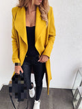 Autumn Winter Black Women's Coat Trench Wool Oversize Warm Lace Up Long Coats Female Elegant Fashion Casual Outerwear Lady