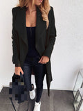 Autumn Winter Black Women's Coat Trench Wool Oversize Warm Lace Up Long Coats Female Elegant Fashion Casual Outerwear Lady