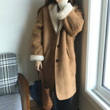 Alien Kitty New Autumn Winter Women Elegant Turn-down Collar Woolen Long Coat Vintage Straight Solid Warm Outwear Loose Coats