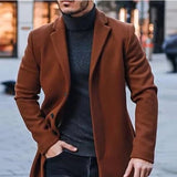 Winter Wool Blends Trench Coat Men Long Overcoat Solid Color Modern Fashion Windbreaker Jackets Mens Overcoat England Style