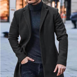 Winter Wool Blends Trench Coat Men Long Overcoat Solid Color Modern Fashion Windbreaker Jackets Mens Overcoat England Style