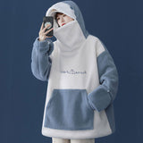 Shark shape hoodies women winter funny niche design sense loose trend hooded lamb wool couple jacket kawaii hoodie womens coat