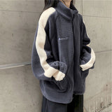 Autumn Winter Women's Hoodies New Korean Version Of Lamb Cashmere Plus Velvet Thick Loose Middle School Student Wool Lamb Coat