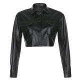 Angels Lapel Long Sleeve Top Solid Fur Ruched Pu Leather Jacket Winter Women Fashion Faux Leather Streetwear Plush Coat AG30767