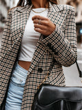 Brand New Plaid Blazer For Women Fashion Spring Autumn Office Ladies Chic Slim Blazers Double Breasted Suit Jacket