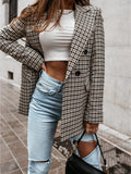 Brand New Plaid Blazer For Women Fashion Spring Autumn Office Ladies Chic Slim Blazers Double Breasted Suit Jacket