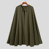 Tops New Men Knee-length Comeforable Trench Male Solid All-match Simple Leather Buckle Cloak S-5XL INCERUN American Style