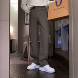 Suit Pants Men Spring-Autumn Techwear Style Loose Straight Wide-leg Trousers Male Korean Trendy Casual Drape Full Length Trouser