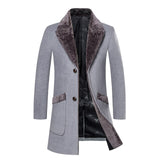 Nukty Zoulv Male Solid Color Slim Casual Windbreaker Jacket 5XL Winter Men's Long Woolen Coat Fur Collar Warm Woolen Coats