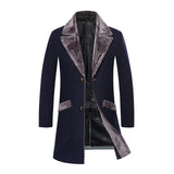 Nukty Zoulv Male Solid Color Slim Casual Windbreaker Jacket 5XL Winter Men's Long Woolen Coat Fur Collar Warm Woolen Coats