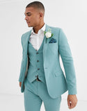 Mint Green Mens Suits Beach Groomsmen Wedding Tuxedos For Men Peaked Lapel Formal Prom Suit 3 Pieces