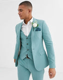 Mint Green Mens Suits Beach Groomsmen Wedding Tuxedos For Men Peaked Lapel Formal Prom Suit 3 Pieces