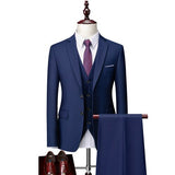 12 color (Jackets+Vest+Pants) Fashion Men high quality Pure cotton business Blazers/Male Slim 3 Piece suit /Groom Dress Tuxedo