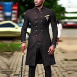 Nukty Men Suits Dubai African Long Coat With Pants Formal Blazers Custom Made Double Breasted Jacket Slim Fit Ternos Tuxedo