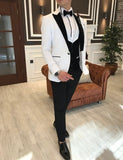 Custom Made 3-Piece Beige Smoking Blazer Casual Business Gentlemen Groom Suits Prom Suits For Men Wedding Best Man Tuxedo