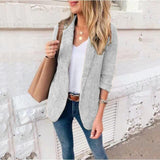 New Autumn Winter Tailored Coat Fashion Office Ladies Plaid Blazer Business Slim Jacket Suit Woolen Three-quarter Sleeve Blazers
