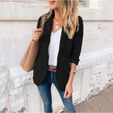 New Autumn Winter Tailored Coat Fashion Office Ladies Plaid Blazer Business Slim Jacket Suit Woolen Three-quarter Sleeve Blazers