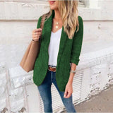 New Autumn Winter Tailored Coat Fashion Office Ladies Plaid Blazer Business Slim Jacket Suit Woolen Three-quarter Sleeve Blazers