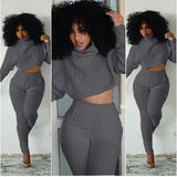 Women Two Pieces Set Knit Fitted Crop Tops Casual Suits 2 piece set for women top two pcs sets Fashion Jogger Set Lounge  S-XXL
