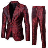 NUKTY (Jackets + Pants) Men Business Casual Slim Suit Sets Fashion printed Tuxedo Wedding formal dress Blazer stage performances Suit