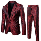 NUKTY (Jackets + Pants) Men Business Casual Slim Suit Sets Fashion printed Tuxedo Wedding formal dress Blazer stage performances Suit