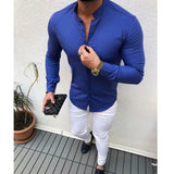 Nukty Hot Fashion Men's Linen Cotton Button Long Sleeve Slim Fitness Shirt Slim Fit Casual Male Shirts Pure Color Blouse Tops