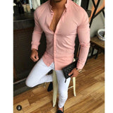 Nukty Hot Fashion Men's Linen Cotton Button Long Sleeve Slim Fitness Shirt Slim Fit Casual Male Shirts Pure Color Blouse Tops